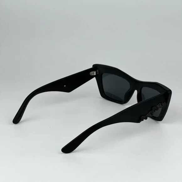 D&G DG4435 25256G BRAND NEW Sunglasses Matte Black Gray Mirrored Cat Eye Women